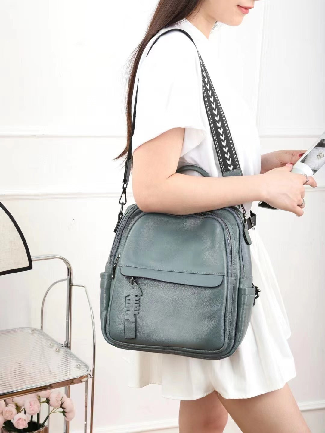 Brittany Top-grained Cowhide Leather Backpack