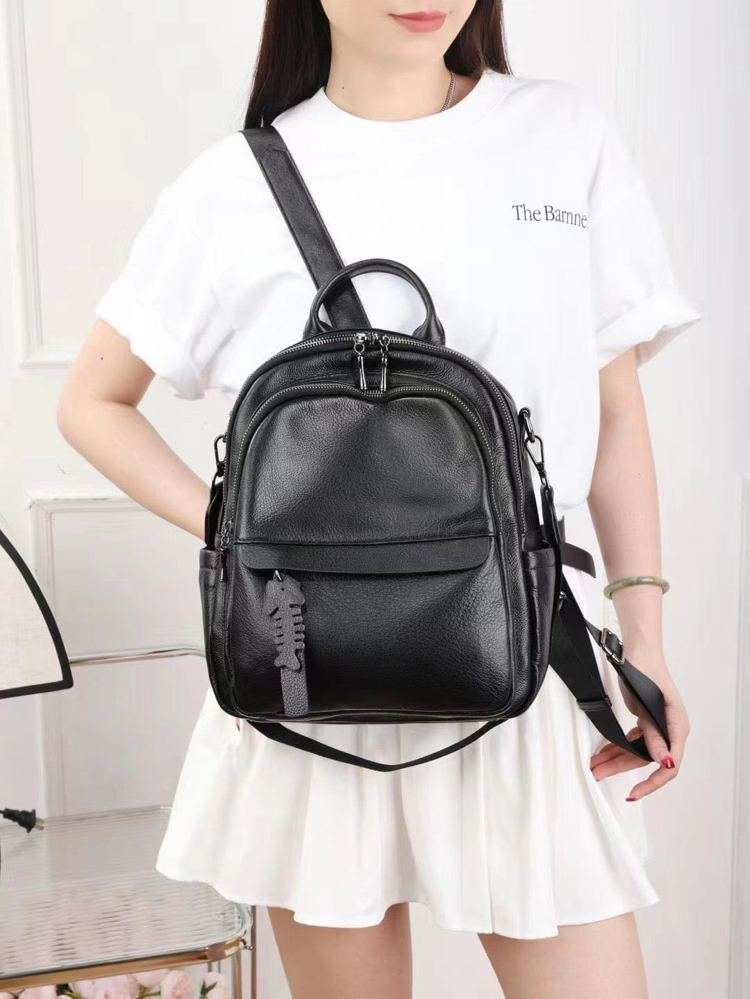 Brittany Top-grained Cowhide Leather Backpack